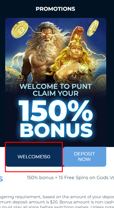 Punt Casino Bonus Codes