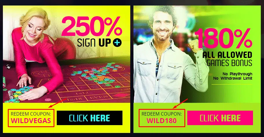 Wild Vegas Casino Coupon Codes