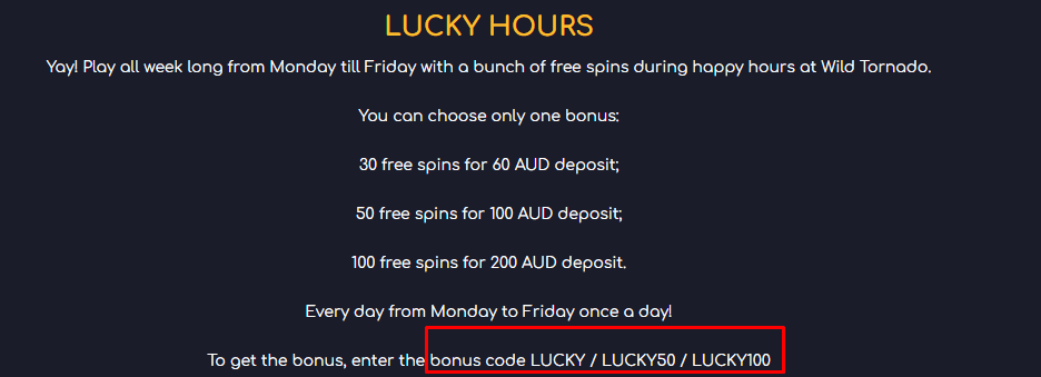 Wild Tornado Bonus Codes